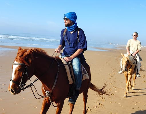 balade à cheval sur la plage à Sidi Kaouki