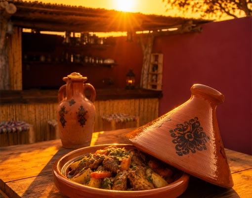 moment convivial coucher de soleil à Sidi Kaouki