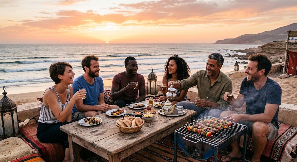 accueil thé et barbecue au Maroc